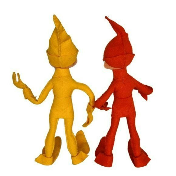 (2) ANNALEE 10" Orange Elf Helper & Yellow Elf Helper Standing Elves Autumn Fall - Picture 5 of 6